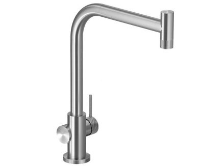 knob 306050 ברז מטבח נירוסטה פיה קצרה מסובבת