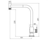 knob 306050 ברז מטבח נירוסטה פיה קצרה מסובבת שרטוט
