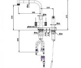 knob 306054 ברז מטבח תי ידיות נירוסטה פיה קאופקית מסובבת מתז צד אינטגרלי שרטוט